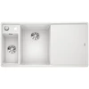 Imagine 1/7 - BLANCO AXIA III 6 S-F SILGRANIT ALB cuvă stângă cu toc sticlă și excentric InFino