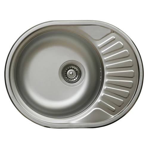 LIVINOX EC-157 INOX FINISAJ NATUR 1 cuvă rotundă cu picurător mic, 57x45 cm