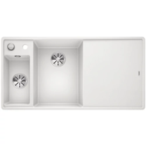 BLANCO AXIA III 6 S-F SILGRANIT ALB cuvă stângă cu toc sticlă și excentric InFino