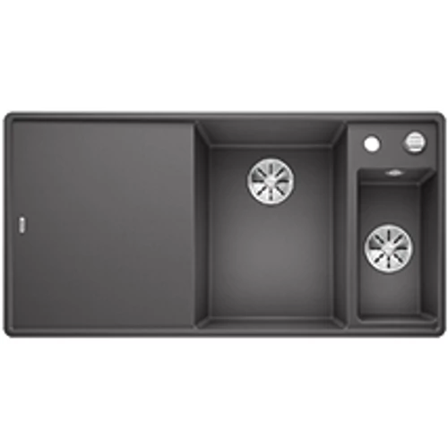 BLANCO AXIA III 6 S-F SILGRANIT GRI PIATRĂ cuvă dreapta cu tocător sticlă și excentric InFino